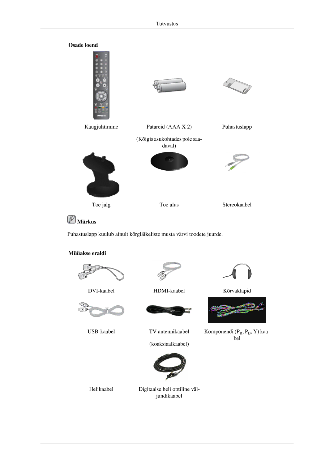 Samsung LS23CFVKF/EN, LS23CFEKF/EN manual Müüakse eraldi 