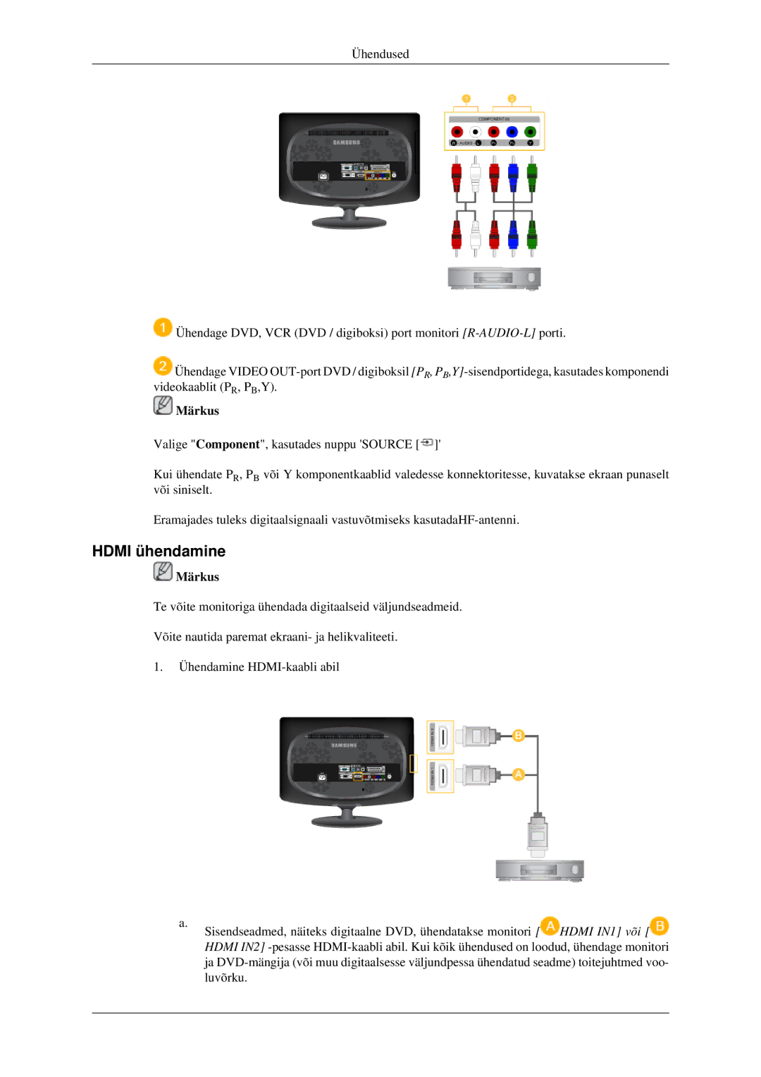 Samsung LS23CFVKF/EN, LS23CFEKF/EN manual Hdmi ühendamine 