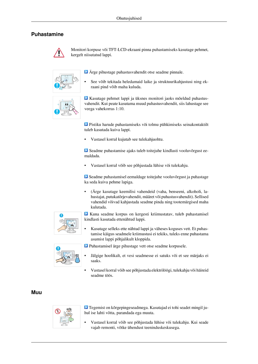 Samsung LS23CFVKF/EN, LS23CFEKF/EN manual Puhastamine, Muu 