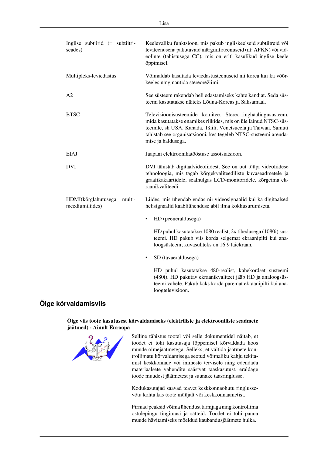 Samsung LS23CFEKF/EN, LS23CFVKF/EN manual Õige kõrvaldamisviis, Btsc 