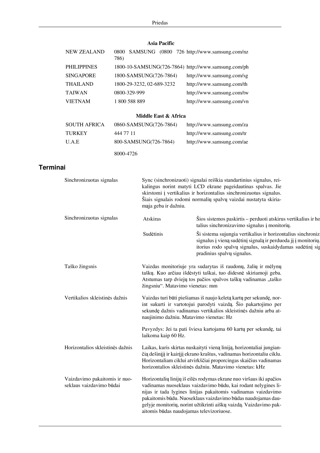 Samsung LS23CFVKF/EN, LS23CFEKF/EN manual Terminai, Middle East & Africa 