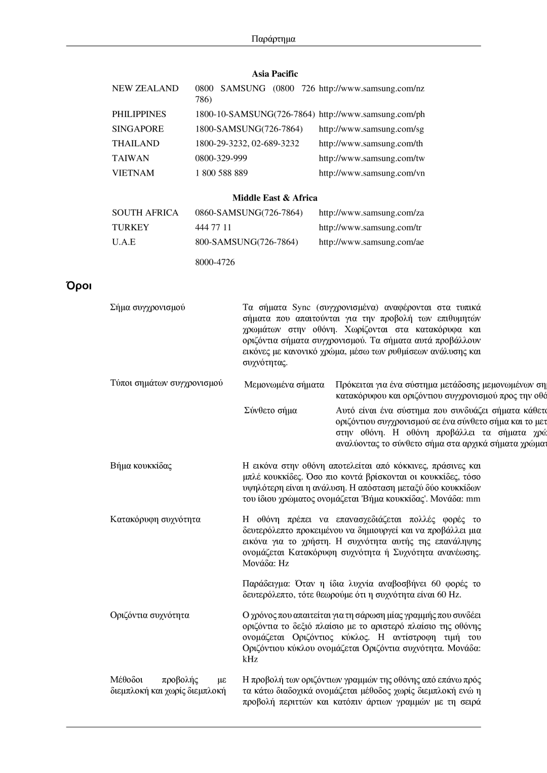 Samsung LS23CFEKF/EN, LS23CFVKF/EN manual Όροι, Middle East & Africa 