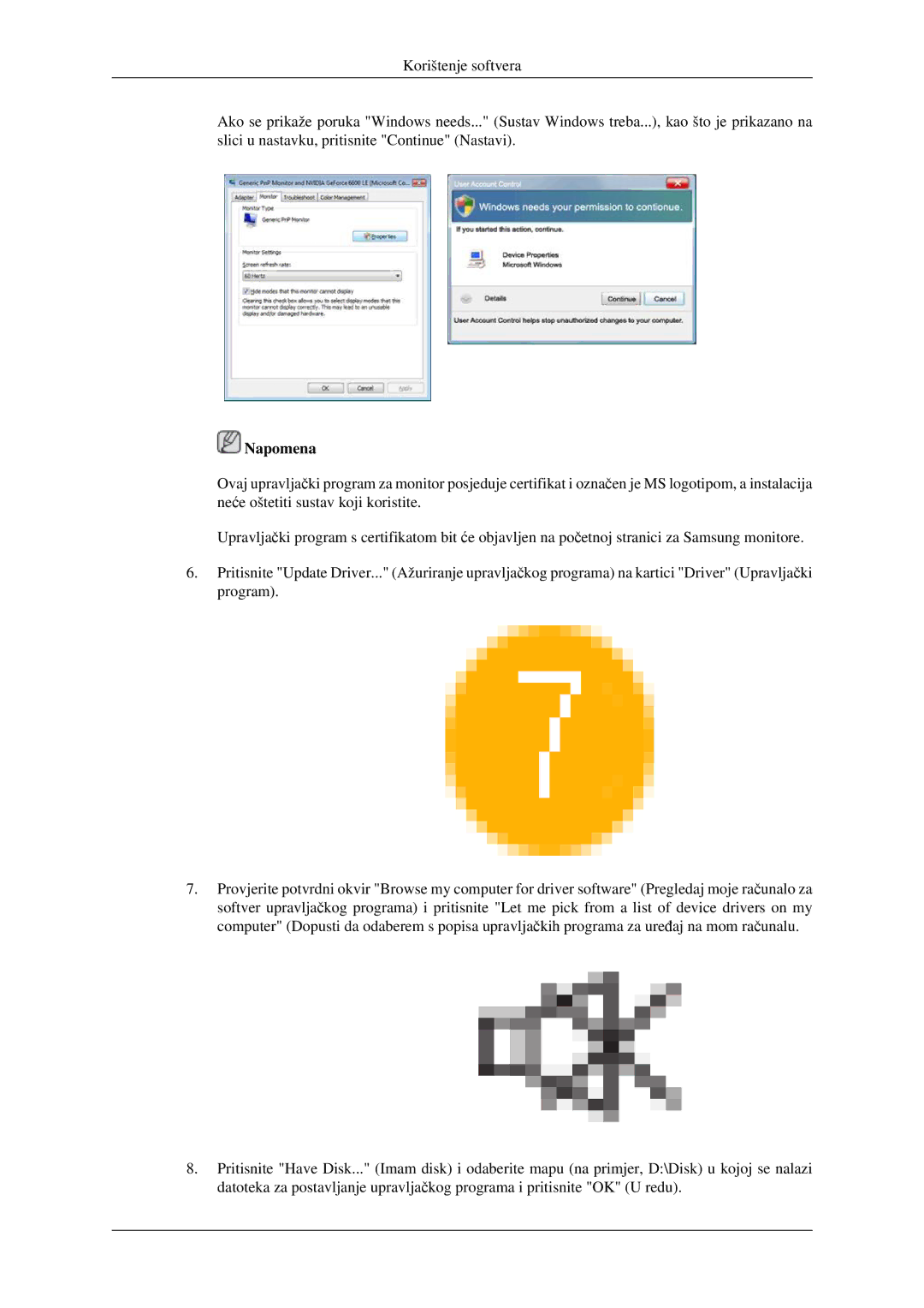 Samsung LS23CFEKF/EN, LS23CFVKF/EN manual Napomena 