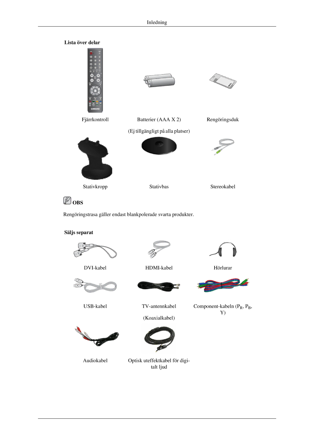 Samsung LS23CFVKF/XE, LS23CFEKF/EN manual Säljs separat 