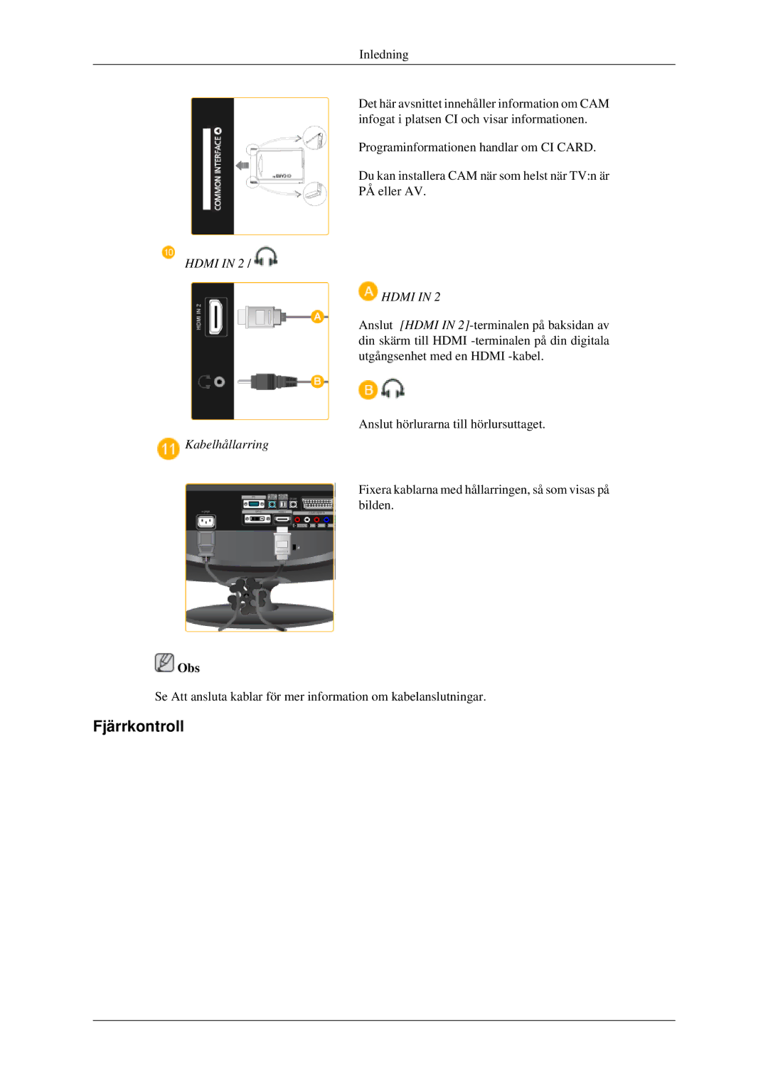 Samsung LS23CFEKF/EN, LS23CFVKF/XE manual Fjärrkontroll 