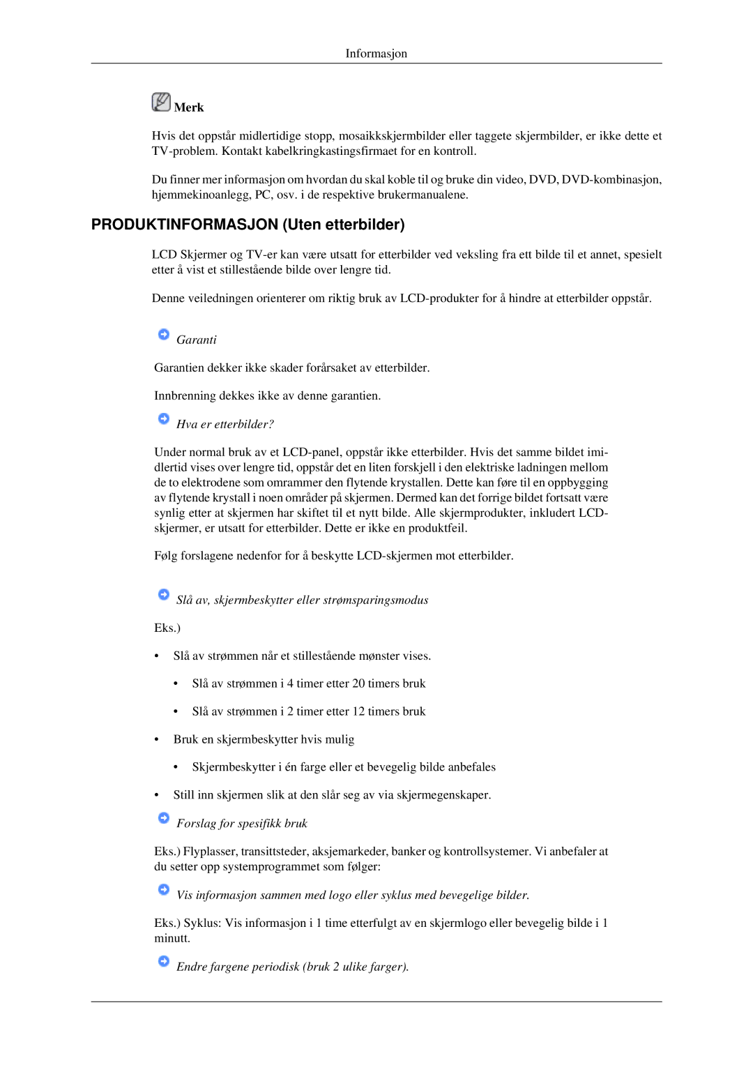 Samsung LS23CFEKF/EN, LS23CFVKF/XE manual Produktinformasjon Uten etterbilder, Garanti 