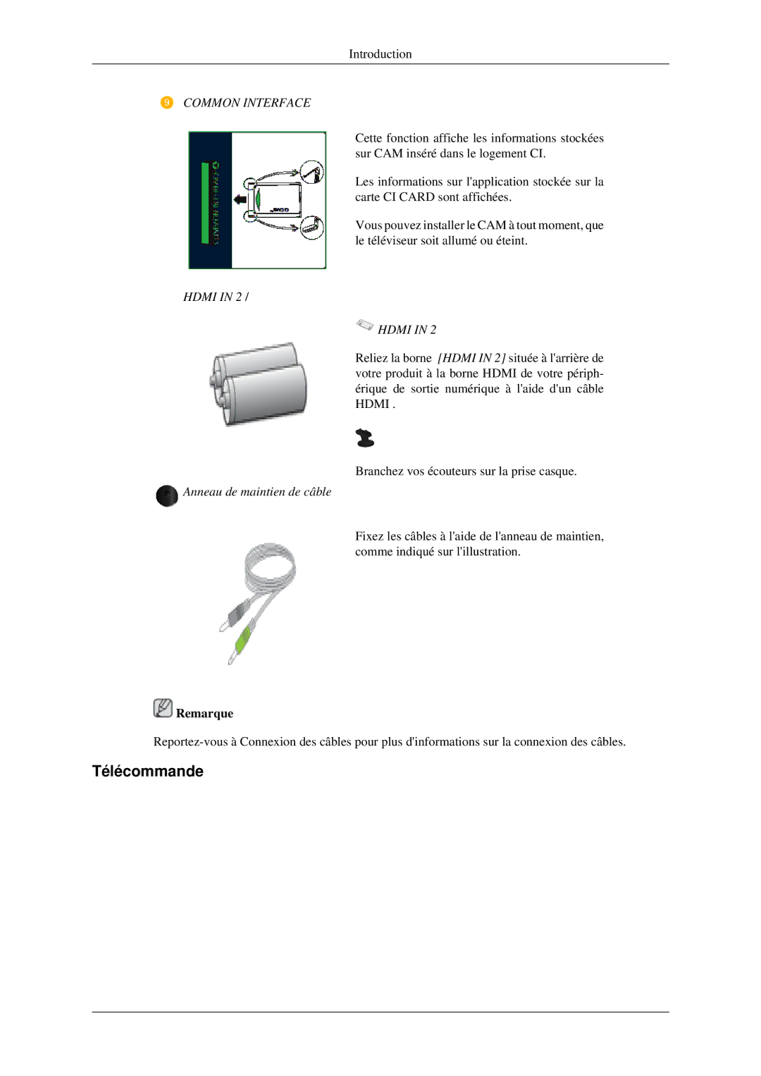 Samsung LS23CFVKF/EN manual Télécommande, Common Interface 