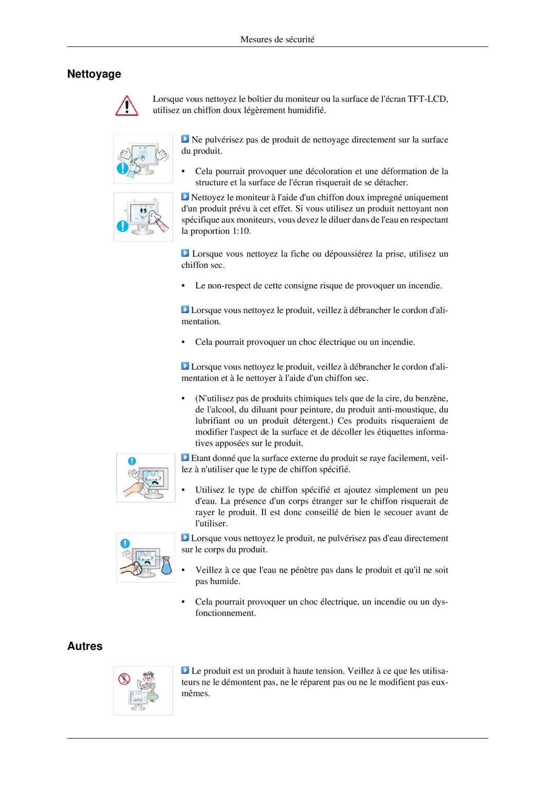 Samsung LS23CFVKF/EN manual Nettoyage, Autres 