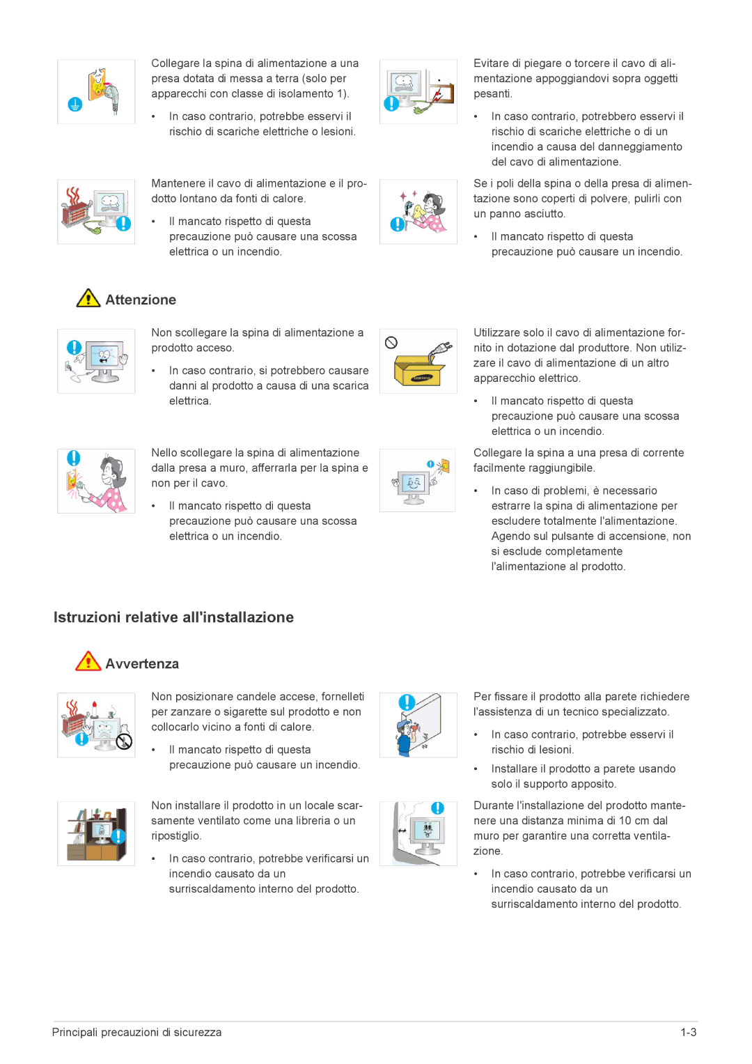 Samsung LS22CBUMBE/EN, LS23CLZSB/EN, LS19CLASSUEN, LS20CLYSB/EN, LS22CBUMBV/EN manual Istruzioni relative allinstallazione 