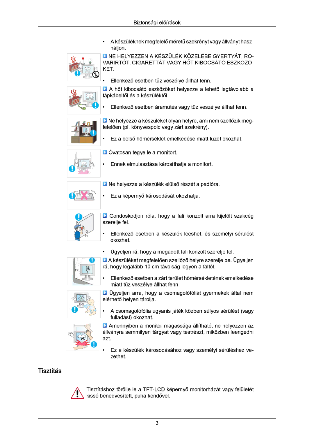 Samsung LS23CMZKFVA/EN, LS23CMZKFV/EN, 2333SW-KF/KR manual Tisztítás 