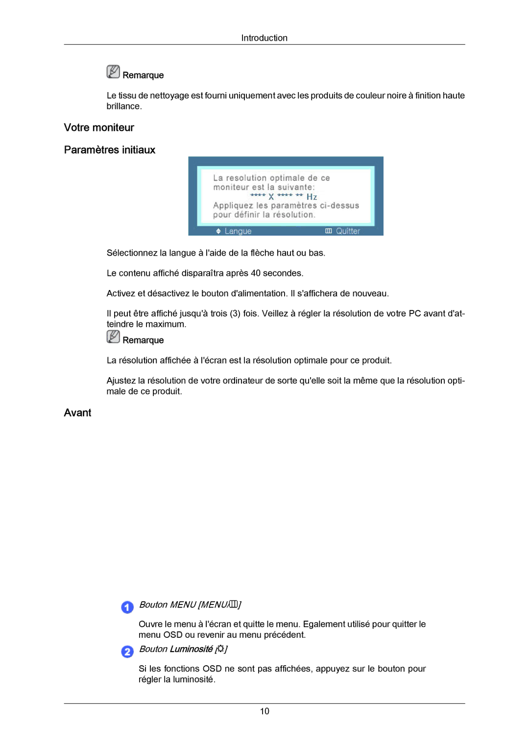 Samsung LS23CMZKFVA/EN, LS23CMZKFV/EN manual Votre moniteur Paramètres initiaux, Avant 