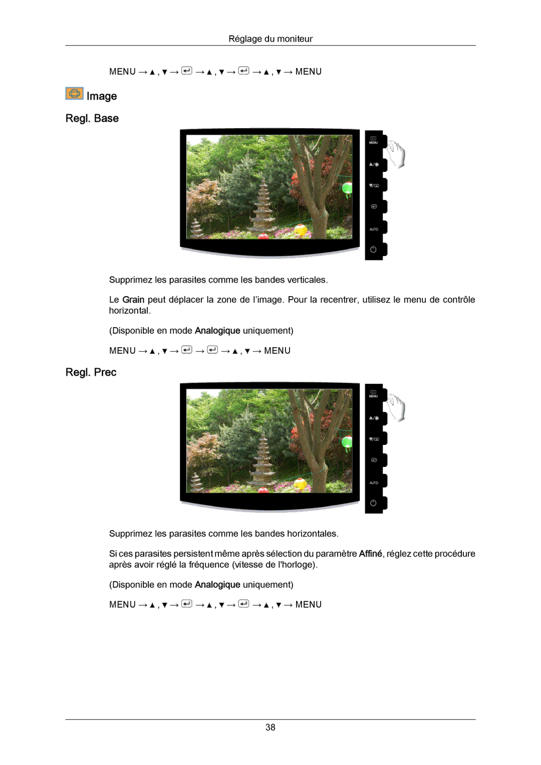 Samsung LS23CMZKFVA/EN, LS23CMZKFV/EN manual Image Regl. Base, Regl. Prec 