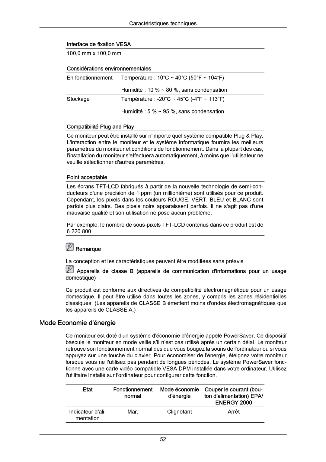 Samsung LS23CMZKFVA/EN, LS23CMZKFV/EN manual Mode Economie dénergie 