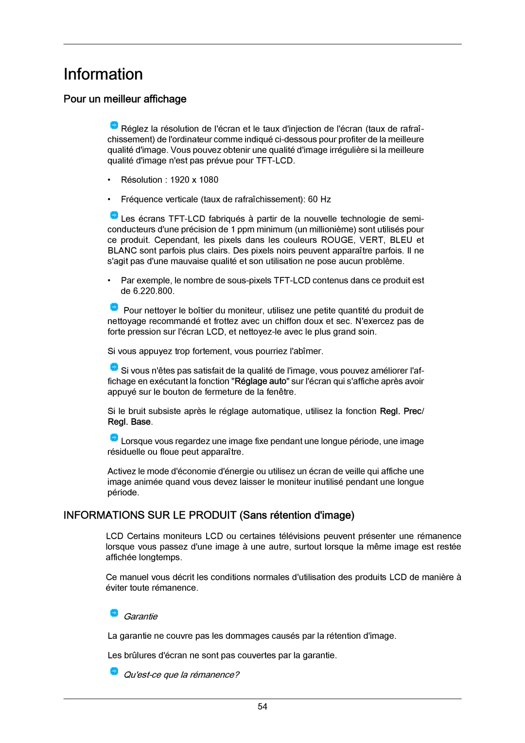 Samsung LS23CMZKFVA/EN, LS23CMZKFV/EN Pour un meilleur affichage, Informations SUR LE Produit Sans rétention dimage 