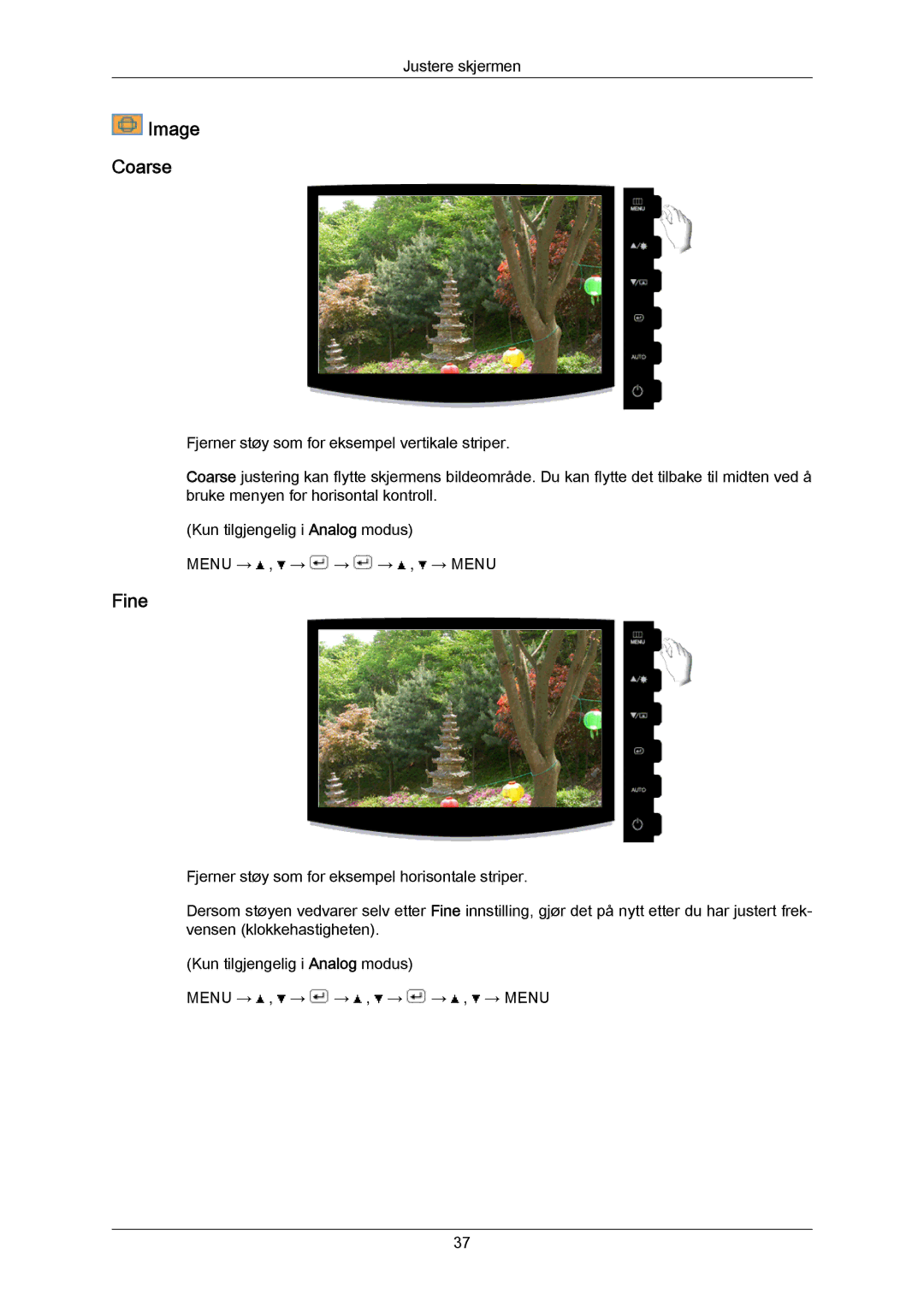 Samsung LS23CMZKFV/EN, LS23CMZKFVA/EN manual Image Coarse, Fine 