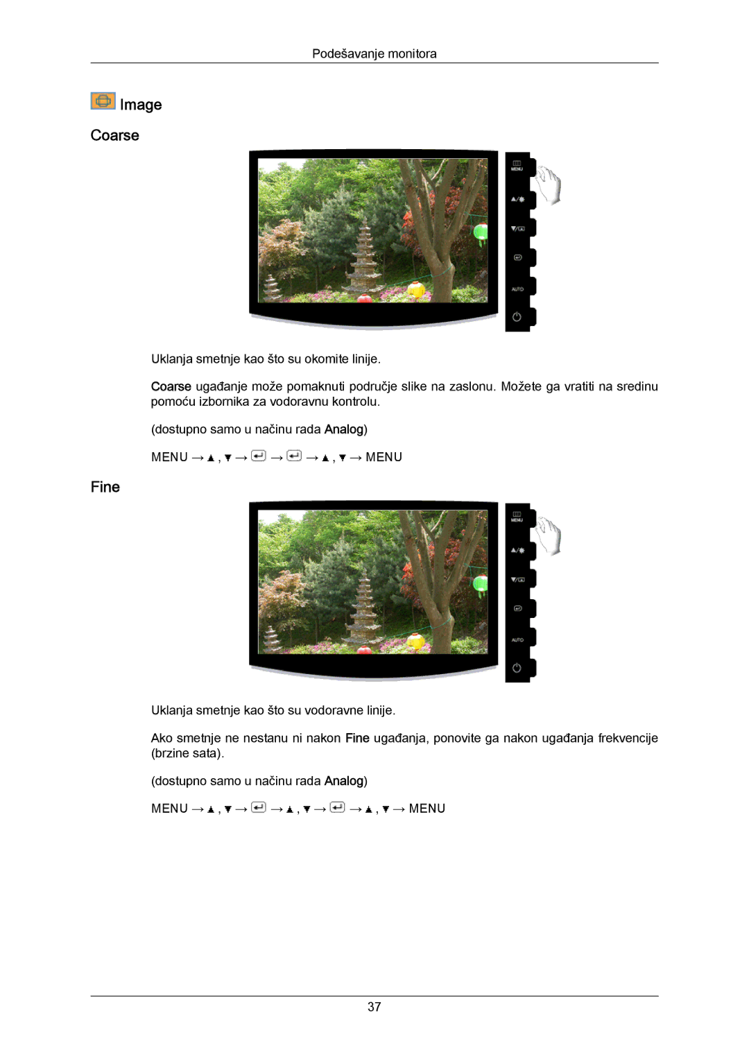 Samsung LS23CMZKFV/EN, LS23CMZKFVA/EN manual Image Coarse, Fine 