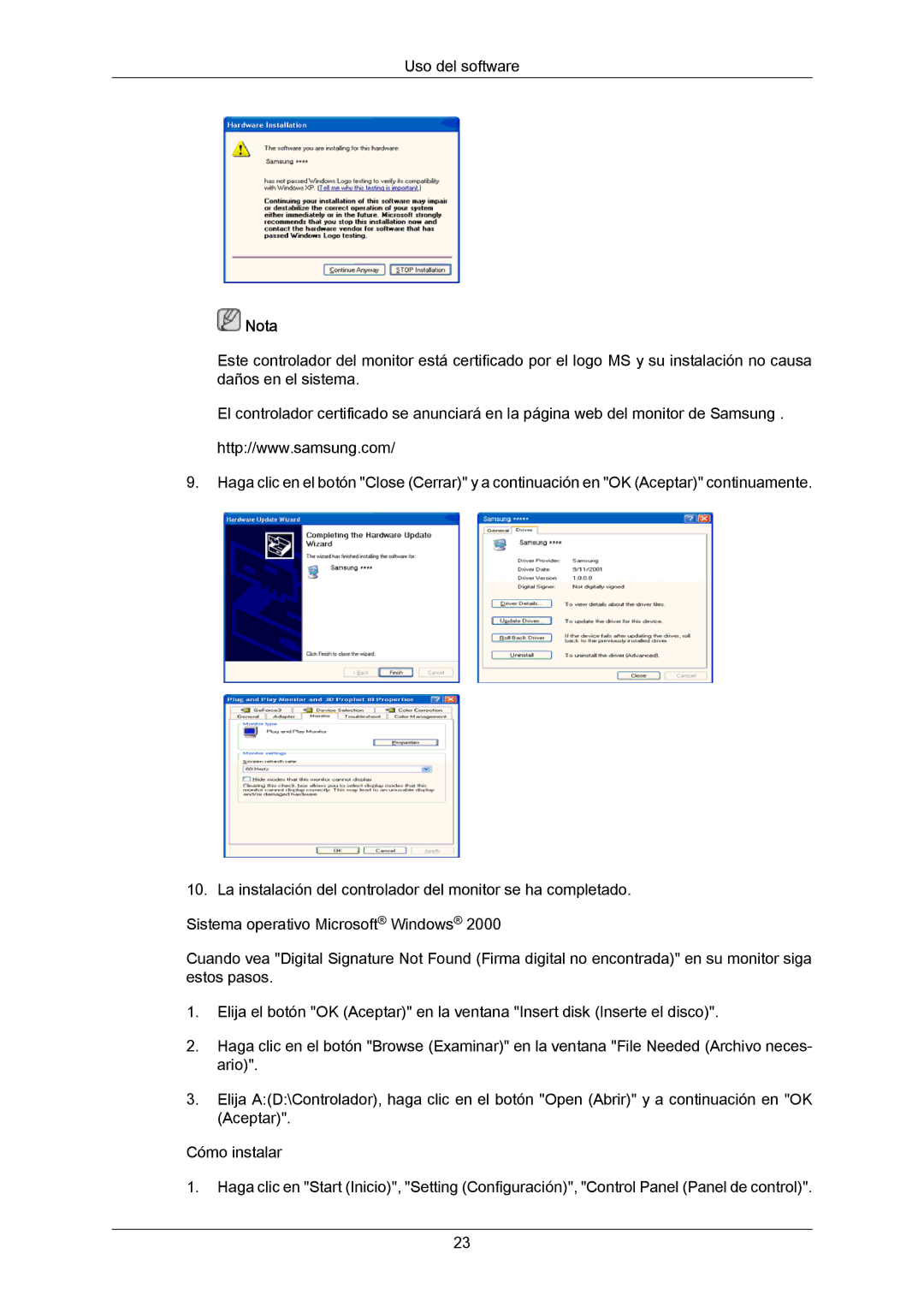 Samsung LS23CMZKFV/EN manual Nota 