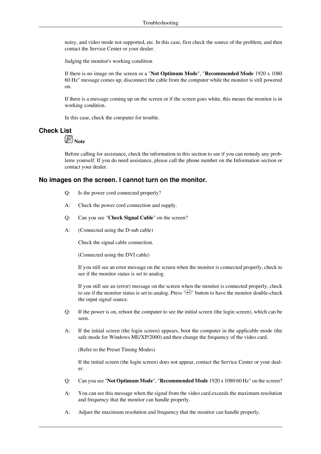 Samsung LS23CMZKFV/CH, LS23CMZKFV/XJ, LS23CMZKFV/EN manual Check List, No images on the screen. I cannot turn on the monitor 