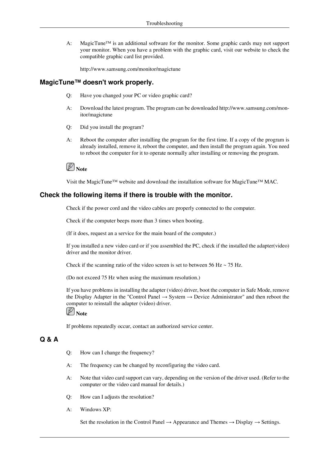 Samsung LS23CMZKFVA/EN, LS23CMZKFV/XJ, LS23CMZKFV/EN, LS23CMZKFVASEN, 2333SW-KF/KR manual MagicTune doesnt work properly 