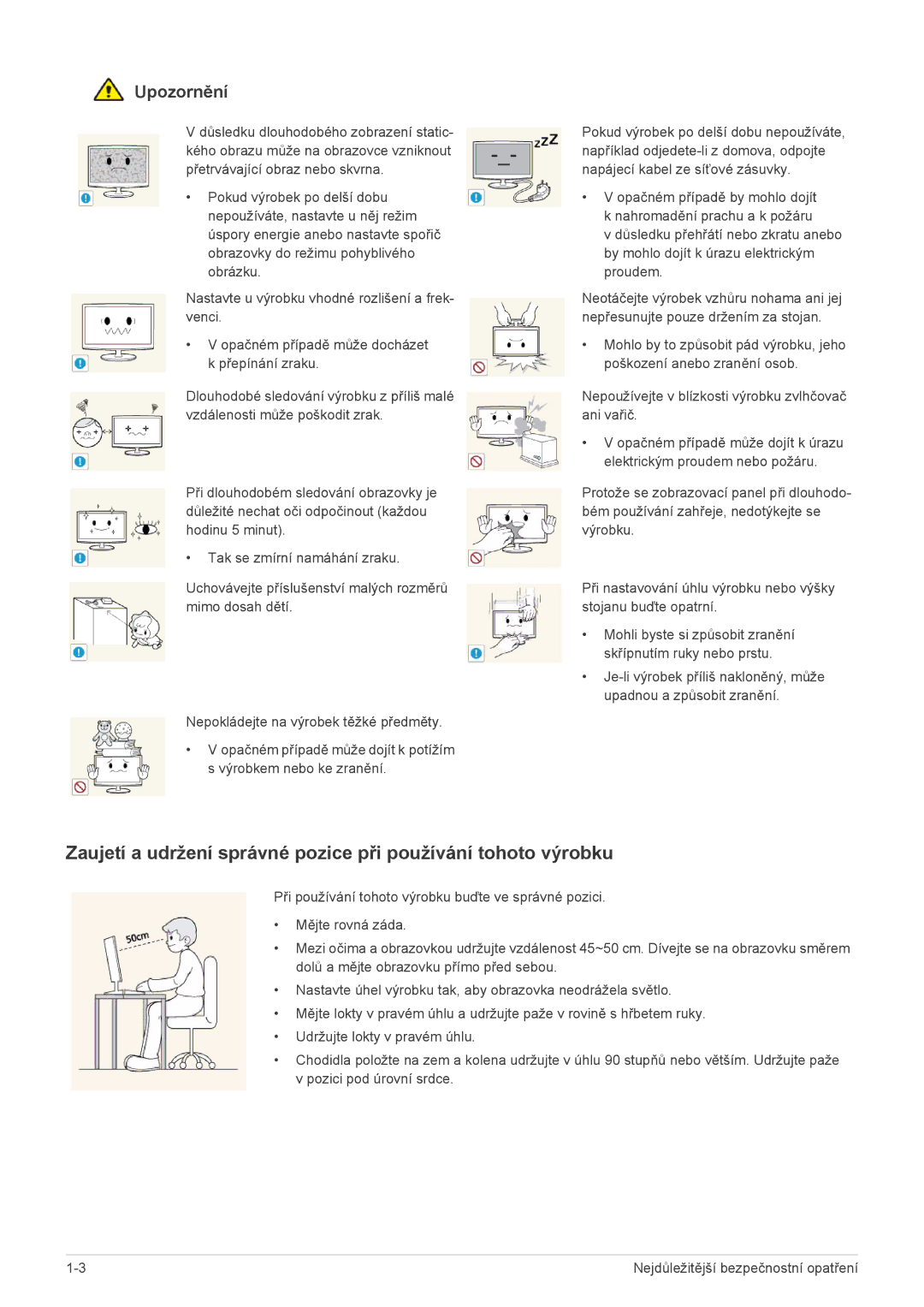 Samsung LS23CMTKF/EN, LS23CMZKFZ/EN, LS23CMZKFZ/ZN manual Upozornění 