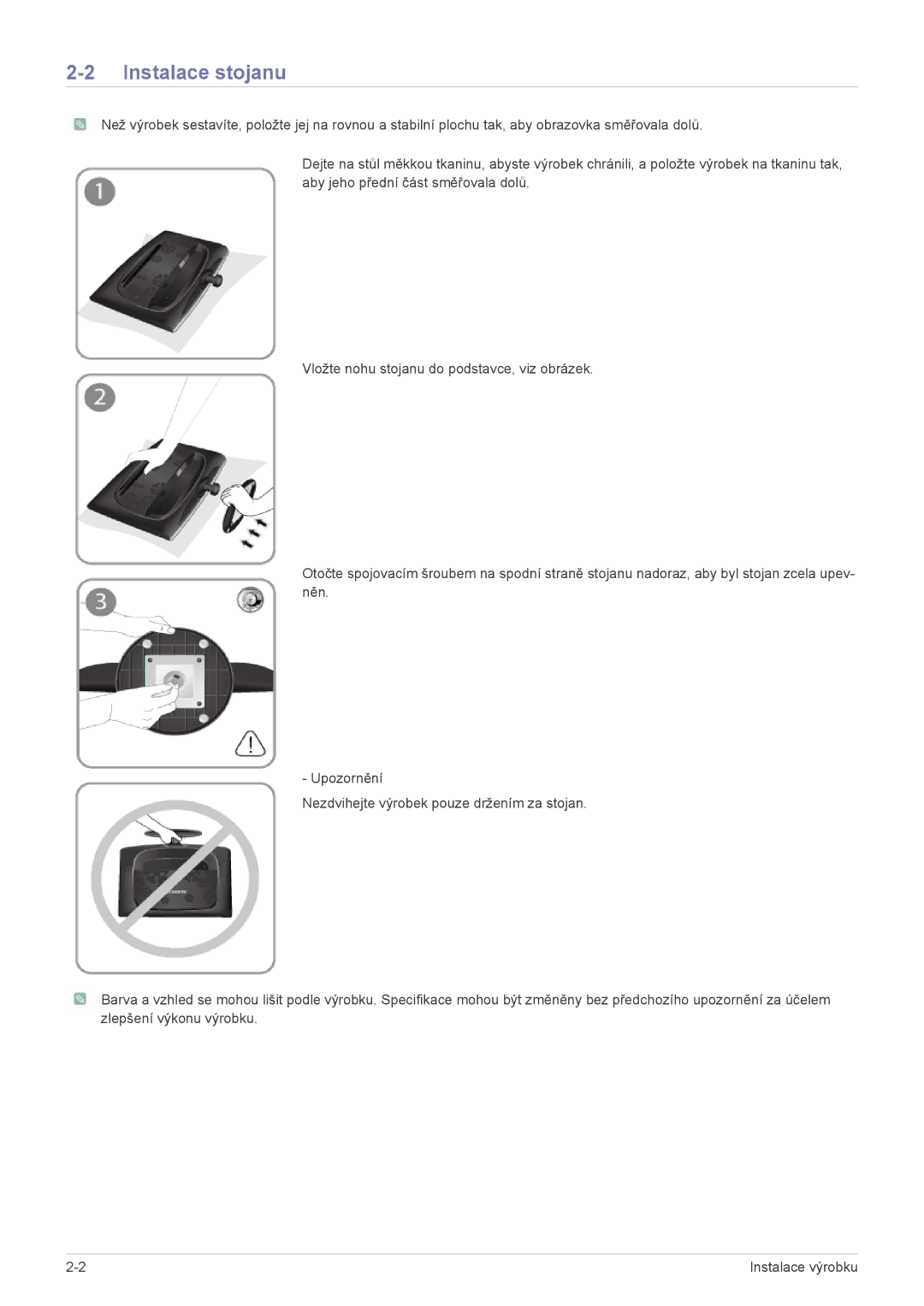 Samsung LS23CMZKFZ/EN, LS23CMTKF/EN, LS23CMZKFZ/ZN manual Instalace stojanu 