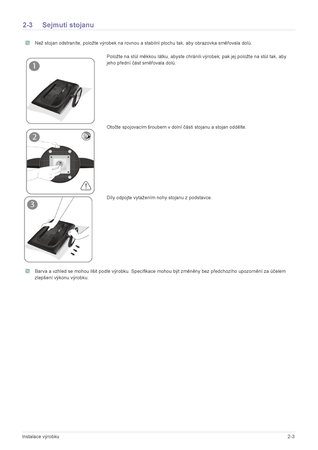 Samsung LS23CMTKF/EN, LS23CMZKFZ/EN, LS23CMZKFZ/ZN manual Sejmutí stojanu 