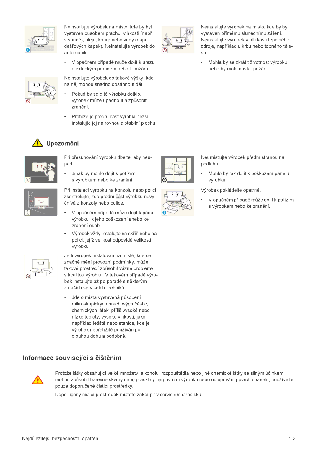 Samsung LS23CMTKF/EN, LS23CMZKFZ/EN, LS23CMZKFZ/ZN manual Informace související s čištěním 