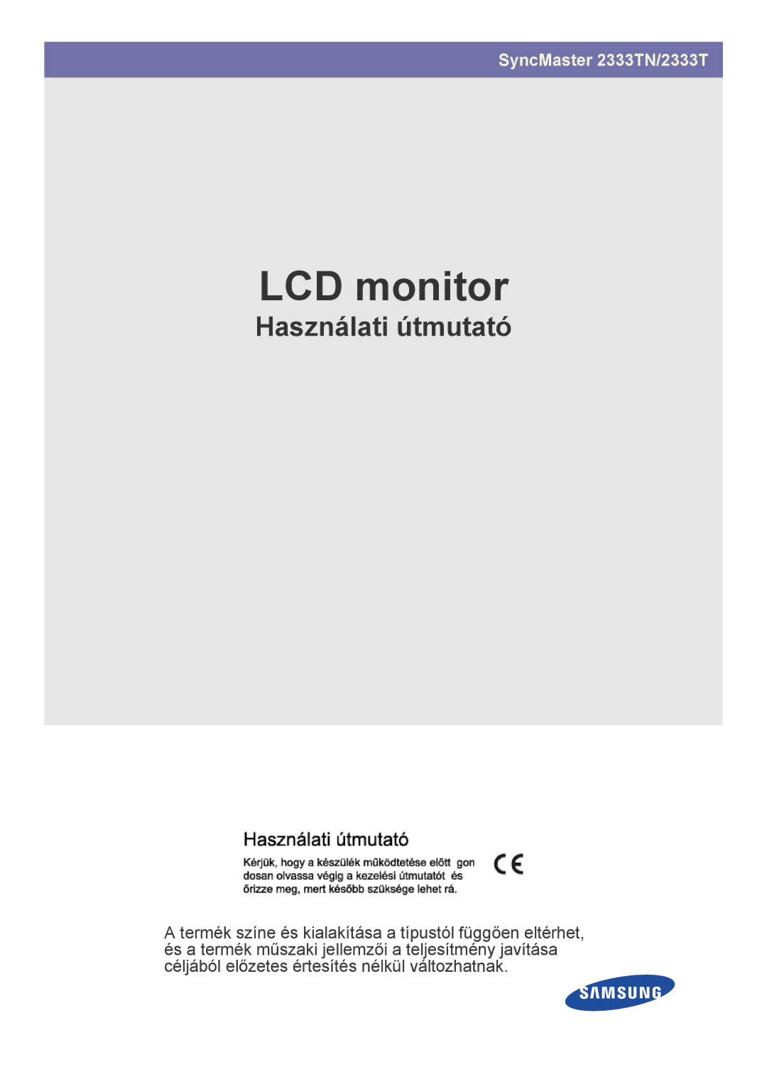 Samsung LS23CMTKF/EN, LS23CMZKFZ/EN, LS23CMZKFZ/ZN manual LCD monitor 