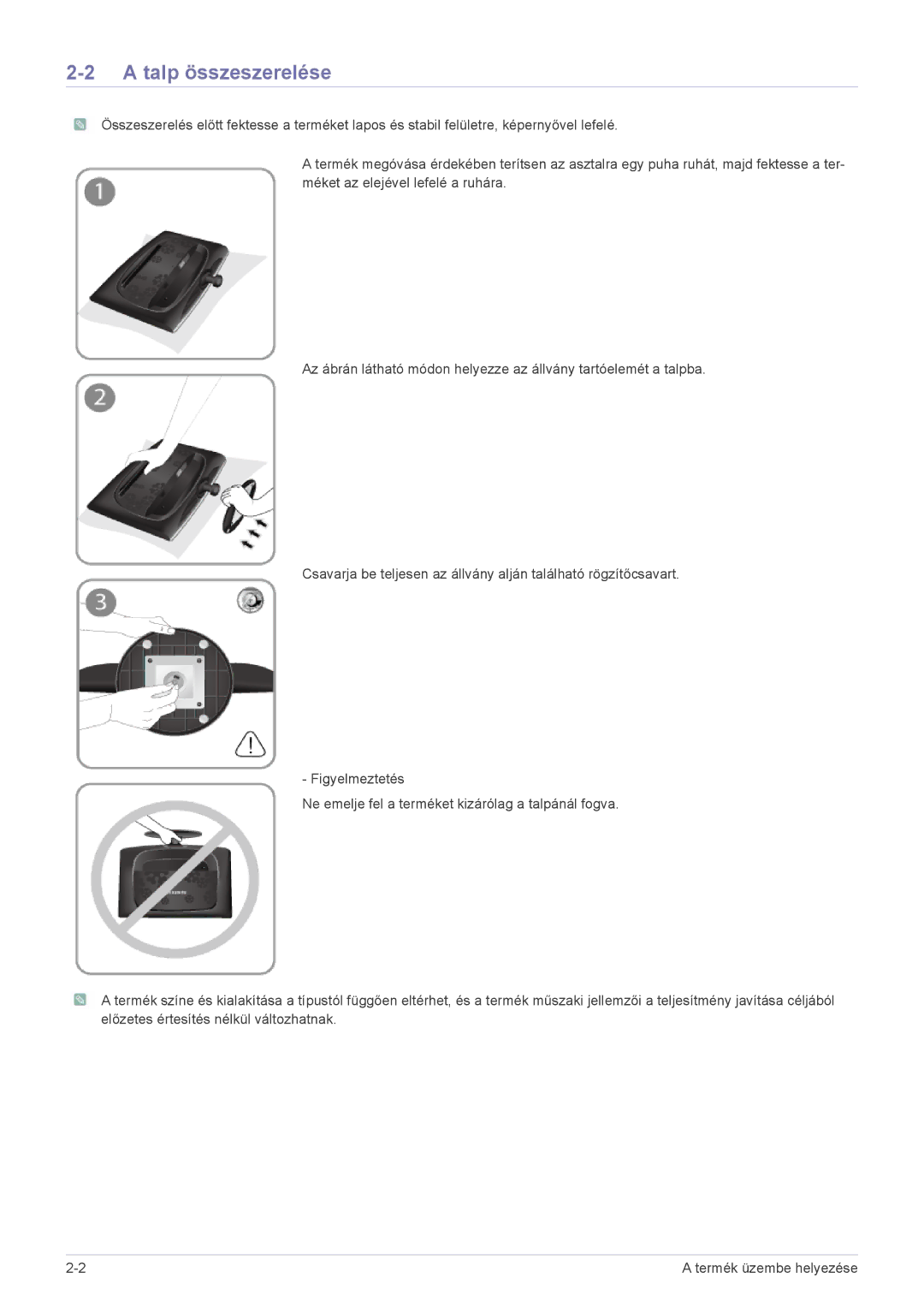 Samsung LS23CMZKFZ/EN, LS23CMTKF/EN, LS23CMZKFZ/ZN manual Talp összeszerelése 