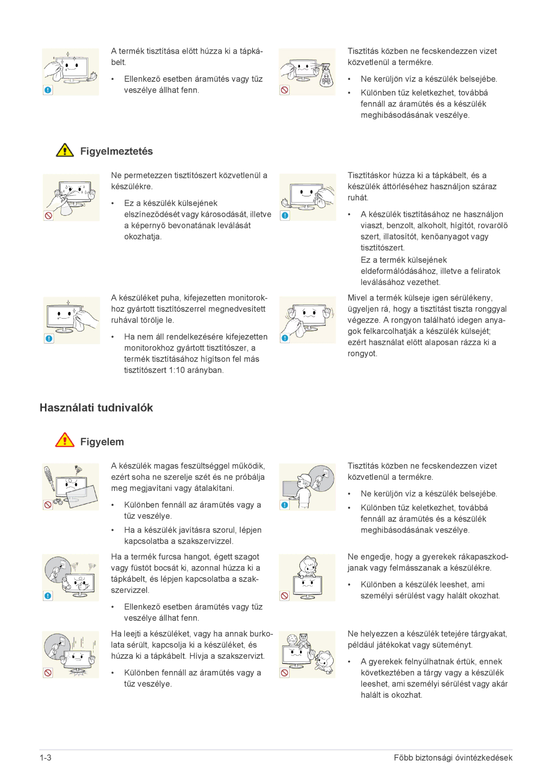 Samsung LS23CMZKFZ/ZN, LS23CMZKFZ/EN, LS23CMTKF/EN manual Használati tudnivalók 