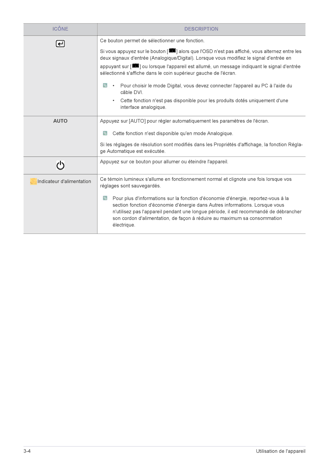 Samsung LS23CMZKFZ/EN, LS23CMTKF/EN manual Ce bouton permet de sélectionner une fonction, Réglages sont sauvegardés 