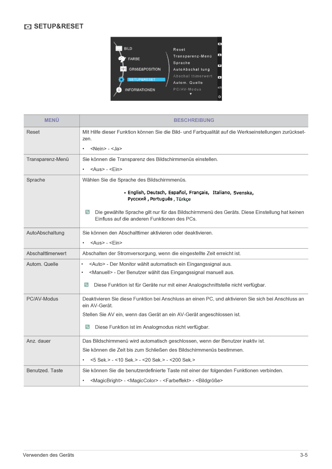 Samsung LS23CMTKF/EN, LS23CMZKFZ/EN manual Setup&Reset 