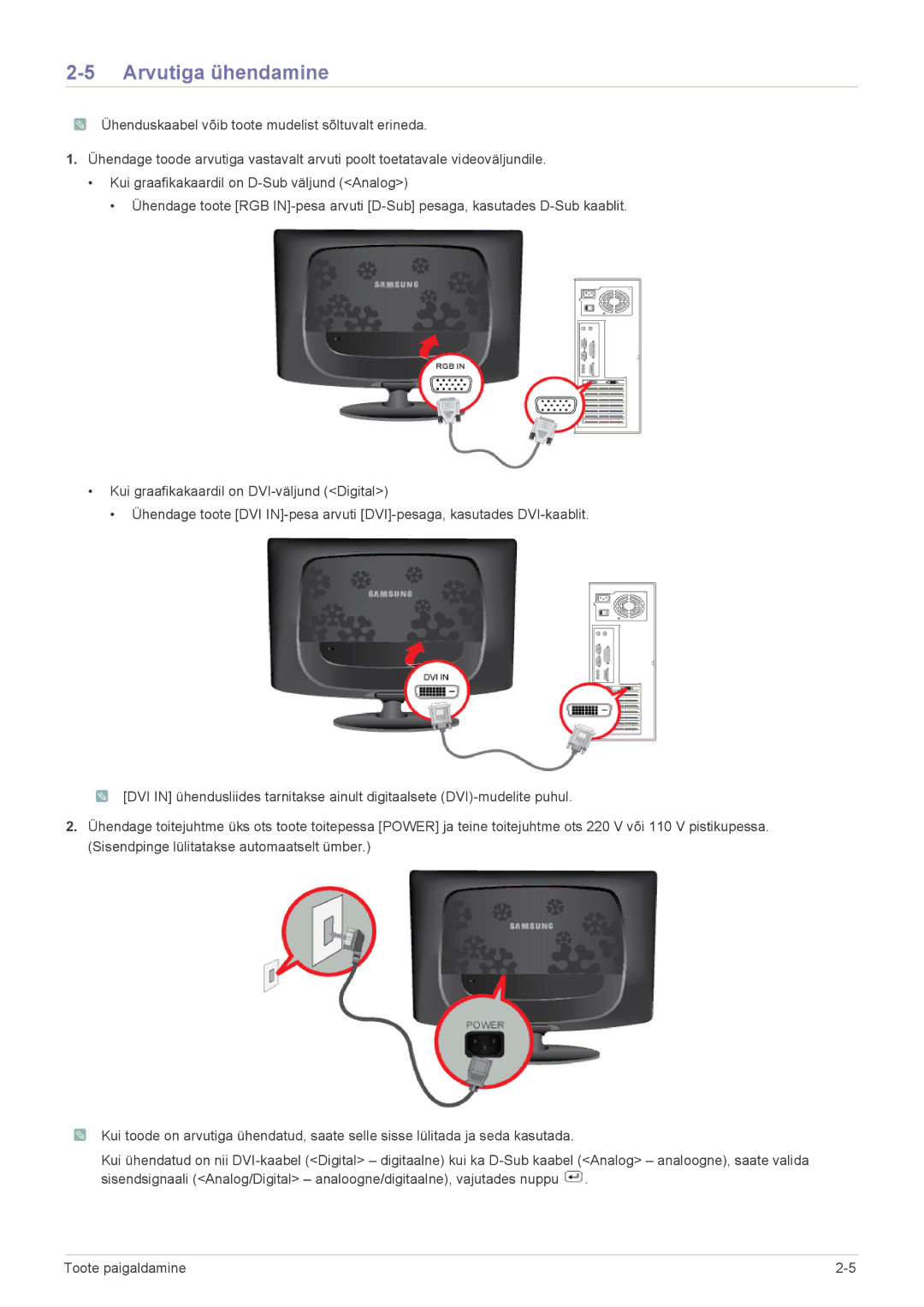 Samsung LS23CMTKF/EN, LS23CMZKFZ/EN manual Arvutiga ühendamine 