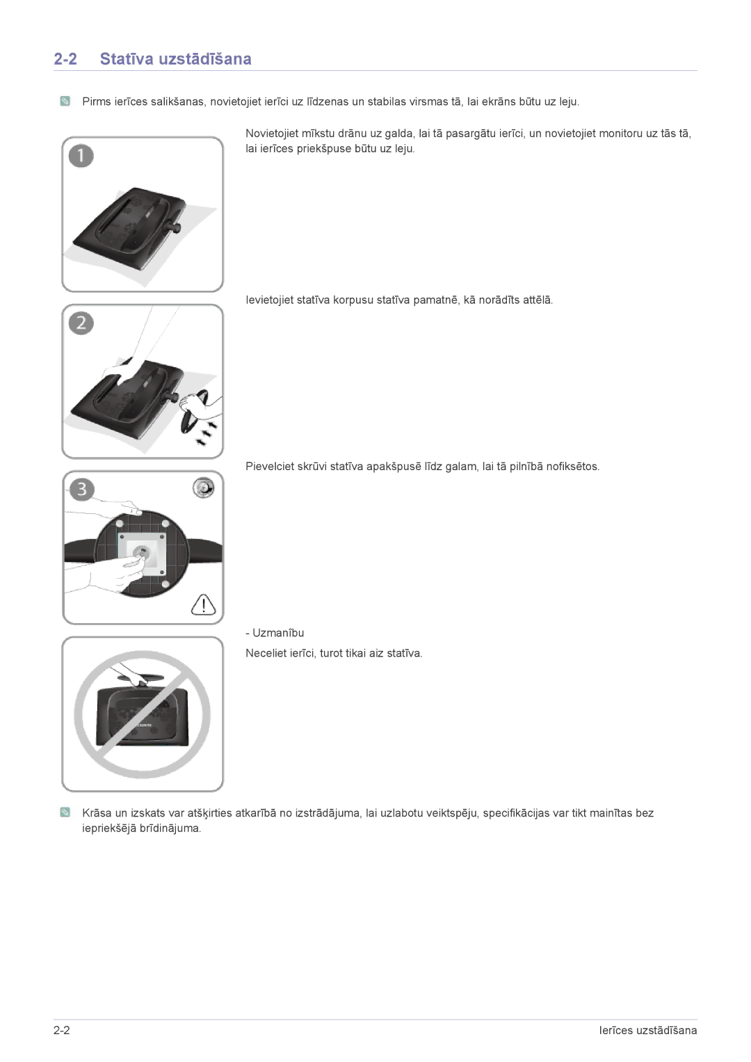 Samsung LS23CMZKFZ/EN, LS23CMTKF/EN manual Statīva uzstādīšana 