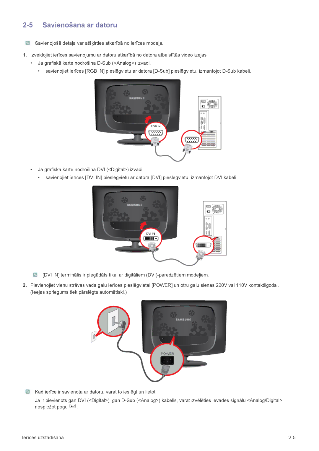 Samsung LS23CMTKF/EN, LS23CMZKFZ/EN manual Savienošana ar datoru 