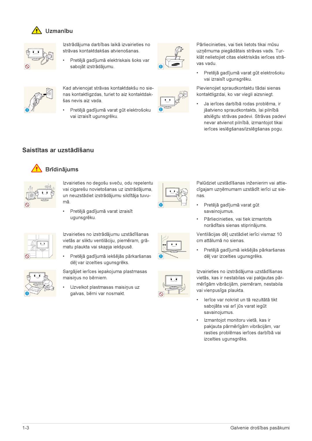 Samsung LS23CMZKFZ/EN, LS23CMTKF/EN manual Saistītas ar uzstādīšanu, Uzmanîbu 