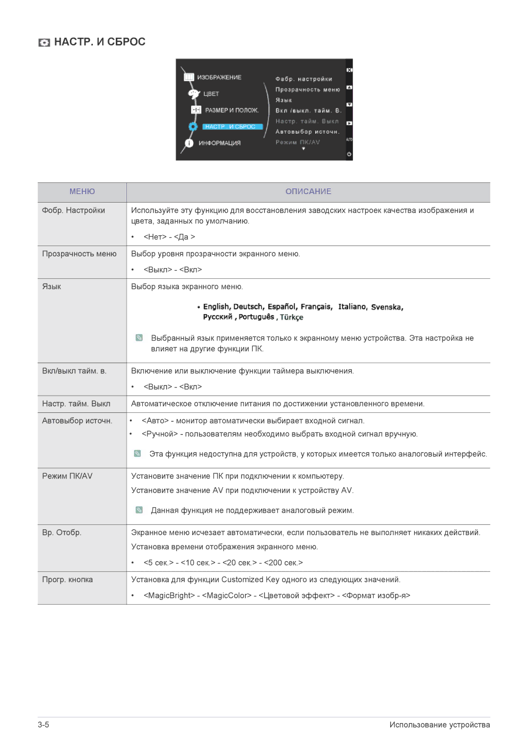 Samsung LS23CMZKFZ/EN, LS23CMTKF/EN manual НАСТР. И Сброс 