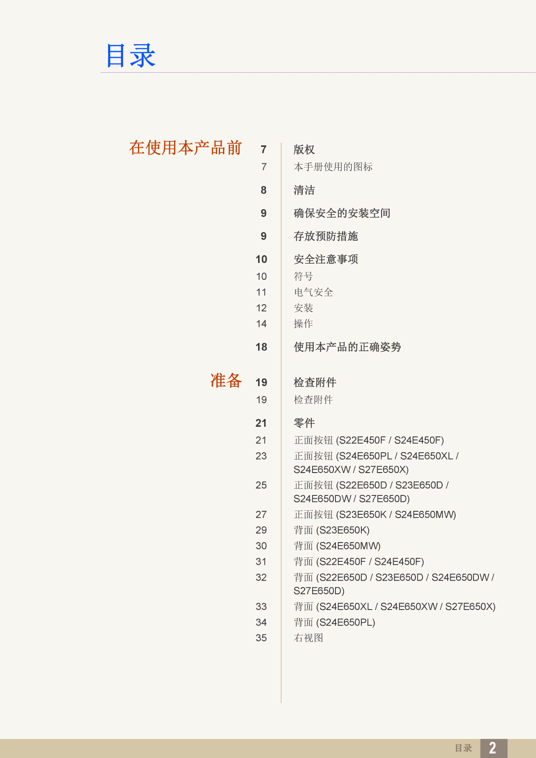 Samsung LS24E65UPL/EN, LS23E65UDC/EN, LS24E45KBS/EN, LS27E45KBS/EN, LS24E45UDLG/EN, LS22E45UFS/EN, LS24E45UFS/EN manual 在使用本产品前 