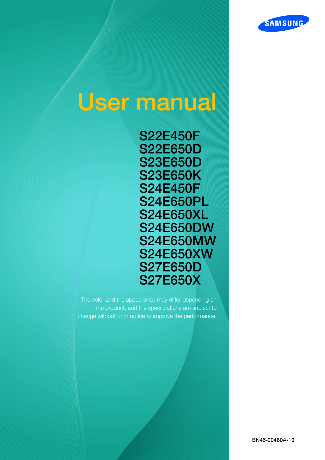 Samsung LS27E45KBS/EN manual Manual del usuario, S22E450F S22E650D S23E650D S23E650K S24E450F S24E650PL S24E650XL 