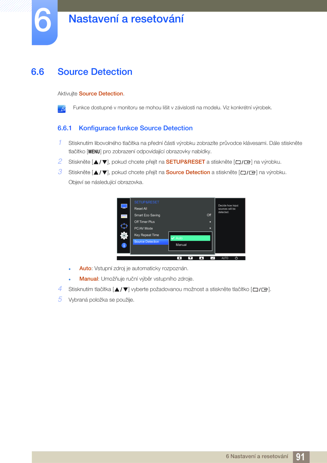 Samsung LS24E65UPL/EN, LS23E65UDC/EN, LS27E45KBS/EN, LS24E45UDLG/EN, LS22E45UFS/EN Konfigurace funkce Source Detection 