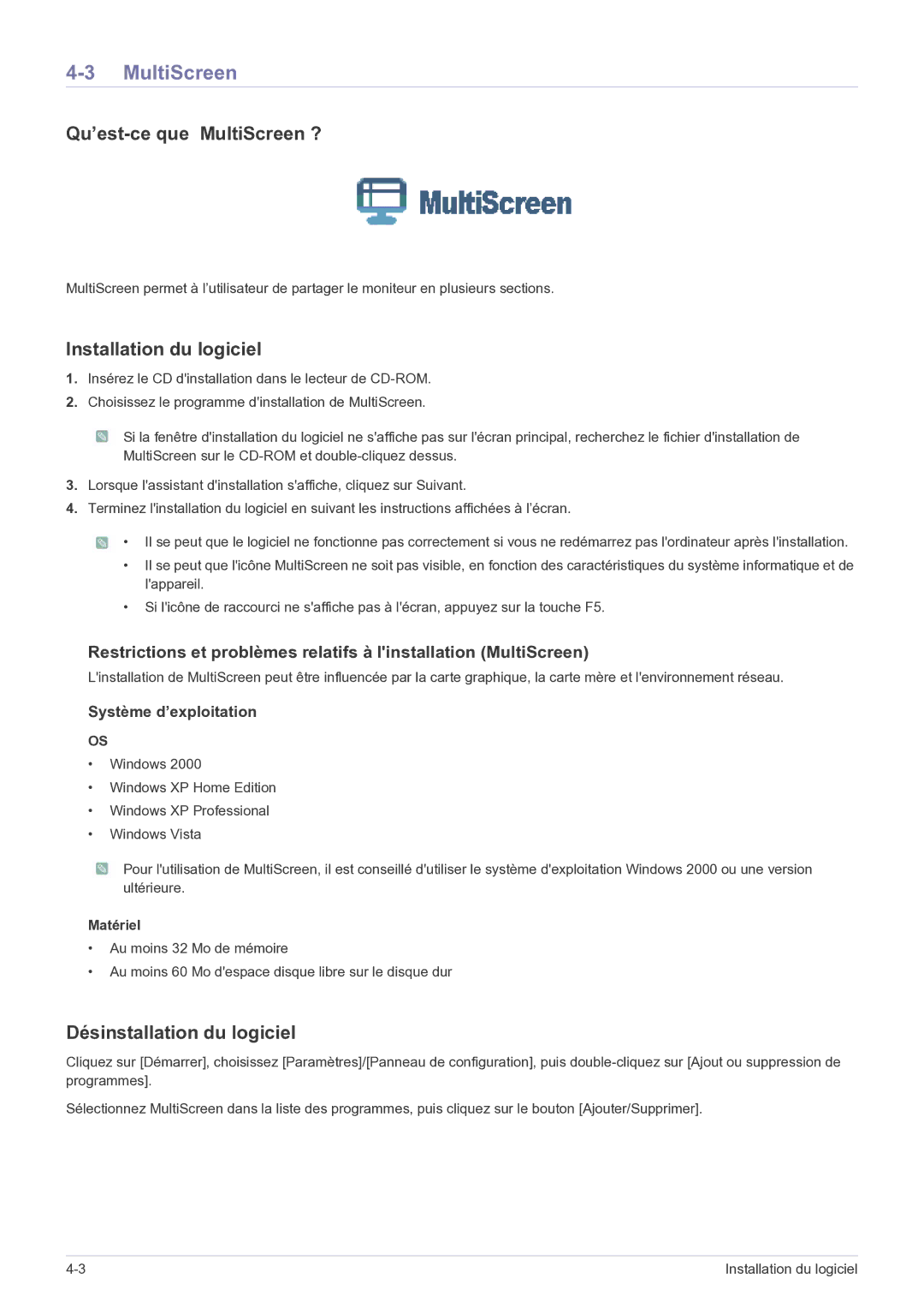 Samsung LS23EFPKFV/EN, LS23EFPKFK/ZA manual Qu’est-ce que MultiScreen ? 