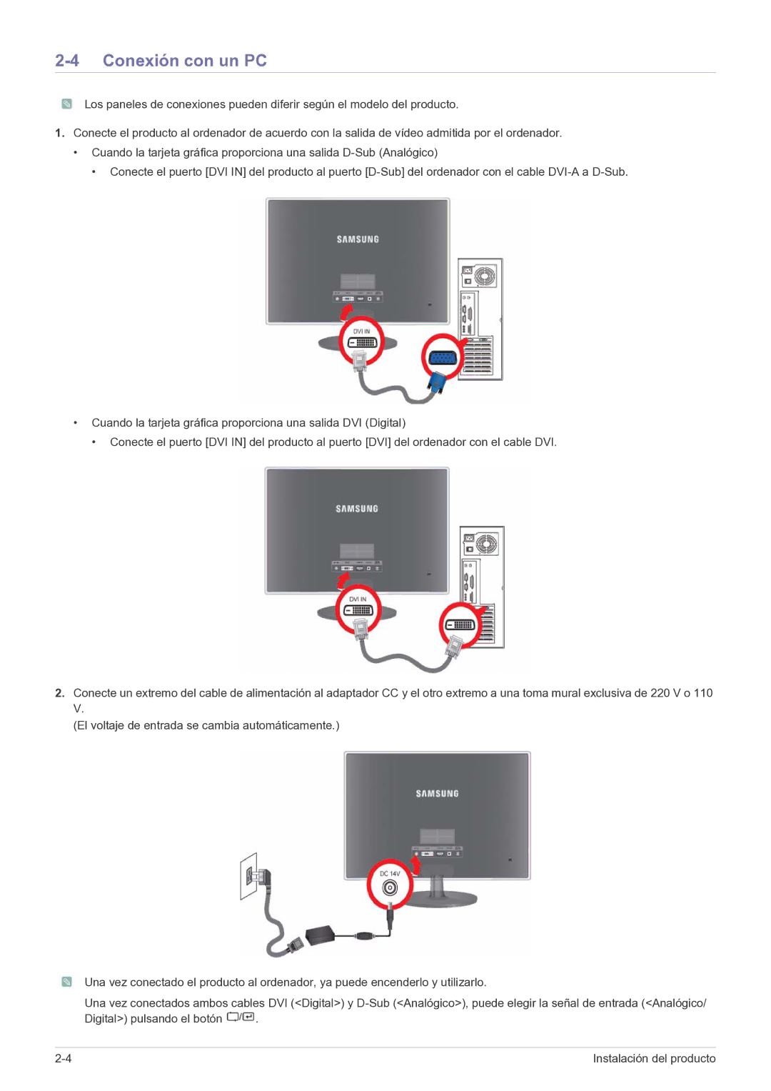 Samsung LS23EFPKFV/EN, LS23EFPKFK/ZA manual Conexión con un PC 