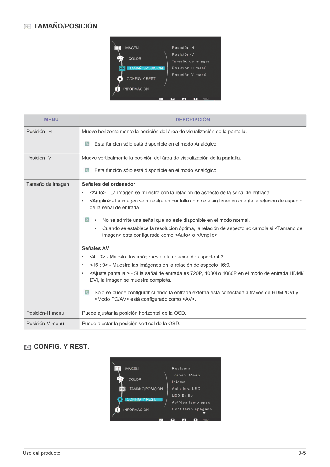 Samsung LS23EFPKFK/ZA, LS23EFPKFV/EN manual Señales del ordenador, Señales AV 