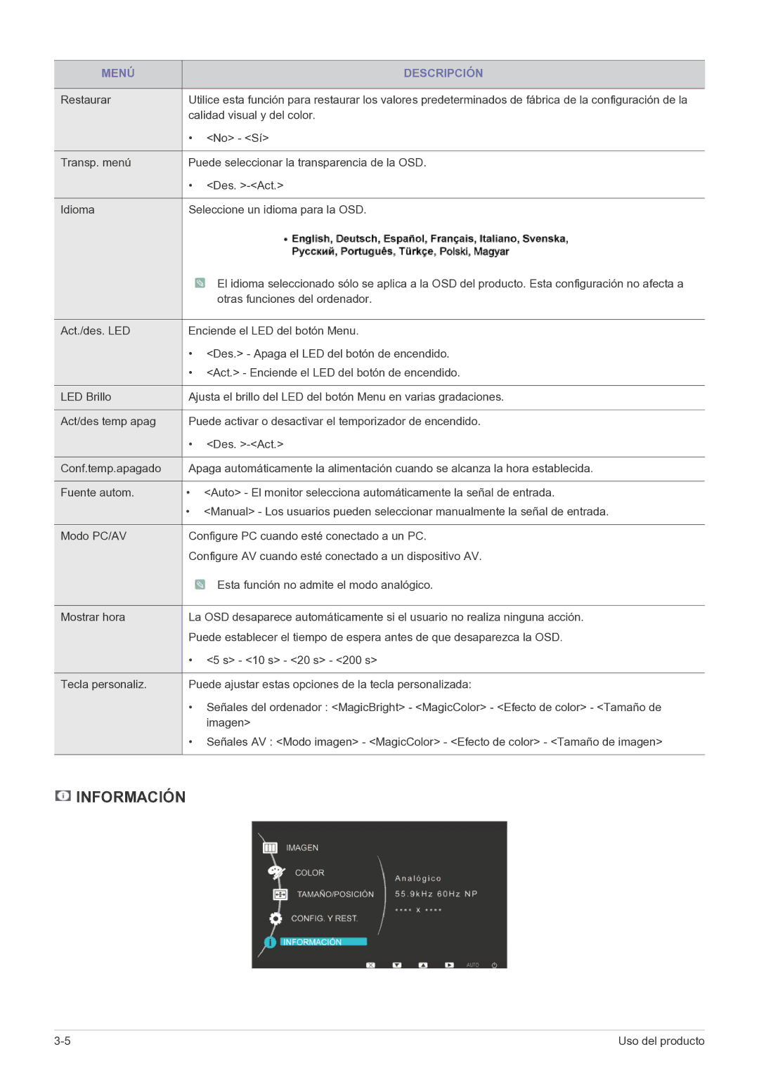 Samsung LS23EFPKFV/EN, LS23EFPKFK/ZA manual Información 