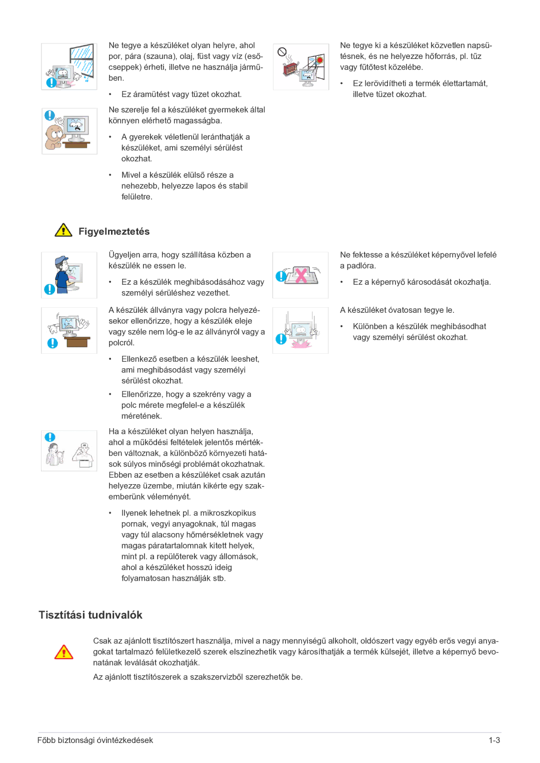 Samsung LS23EFPKFK/ZA, LS23EFPKFV/EN manual Tisztítási tudnivalók 