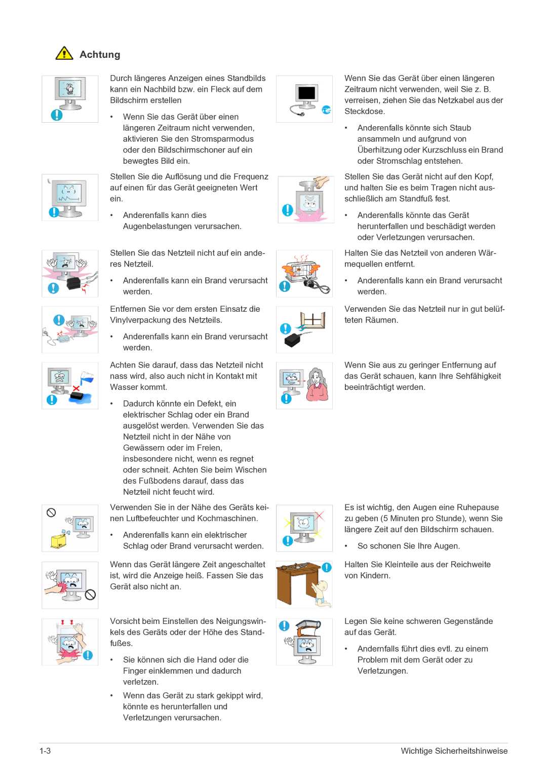 Samsung LS23EFPKFV/EN manual Anderenfalls kann dies Augenbelastungen verursachen 