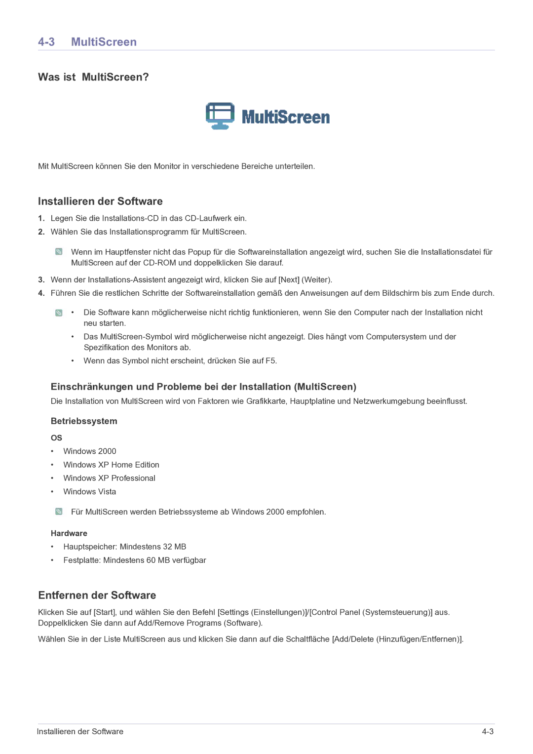 Samsung LS23EFPKFV/EN manual Was ist MultiScreen? 