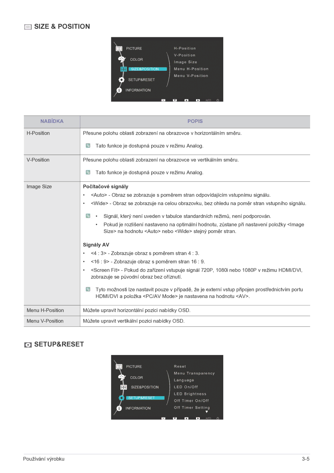 Samsung LS23EFPKFV/EN manual Počítačové signály, Signály AV 