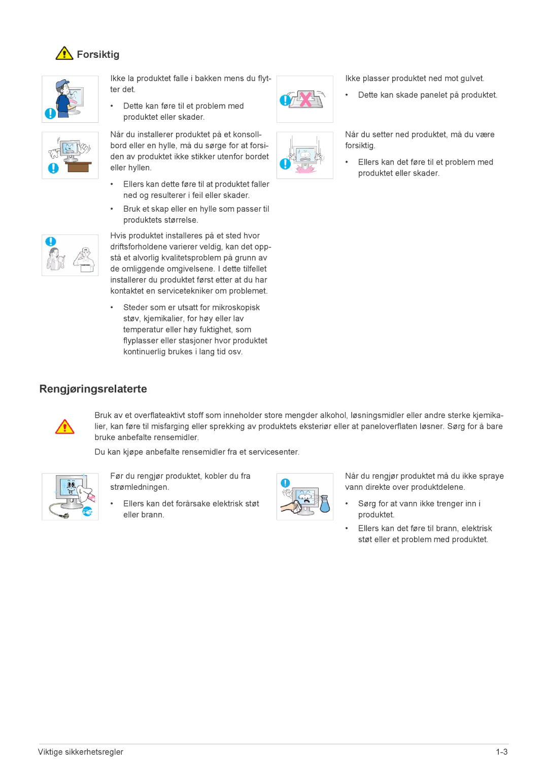 Samsung LS23EFPKFV/EN manual Rengjøringsrelaterte 