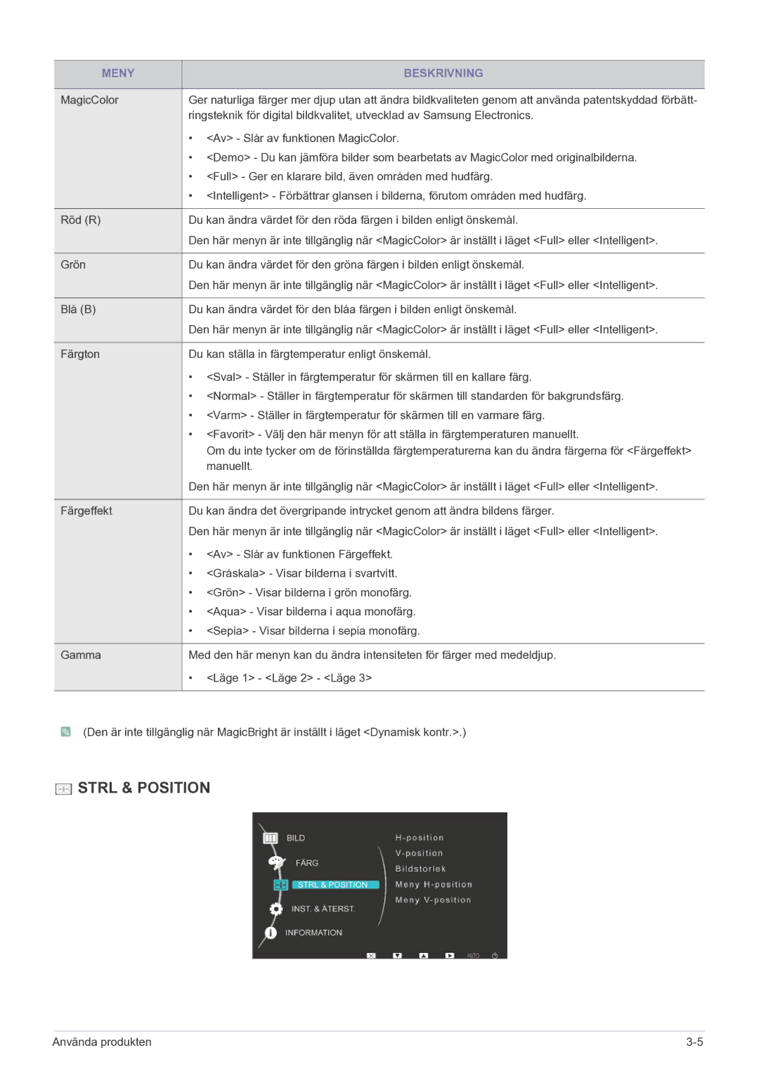 Samsung LS23EFPKFV/EN manual Strl & Position 